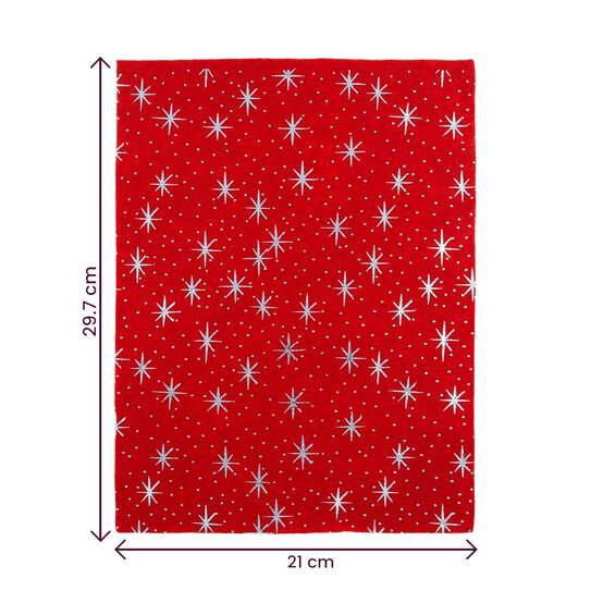 Red Glitter Star Felt Sheet A4 image number 6