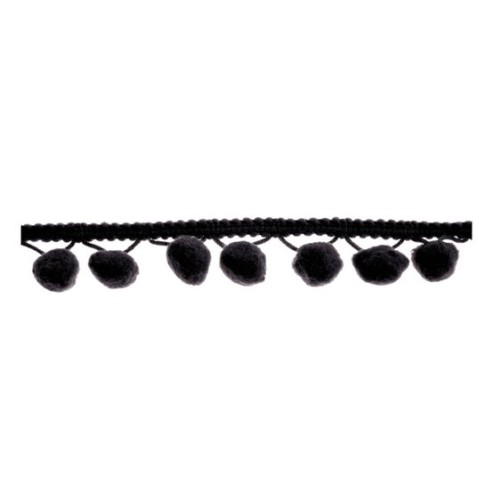 Black 20mm Pom Pom Trim by the Metre image number 1