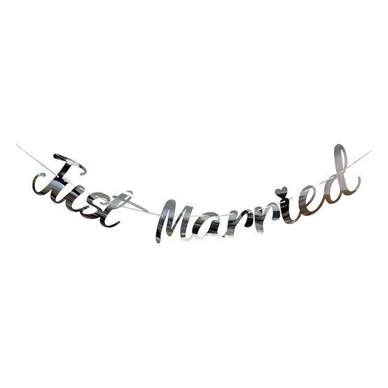 Silver Just Married Bunting 2m image number 1
