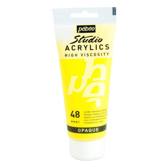 Pebeo Primary Yellow Studio Acrylic Paint 100ml image number 1
