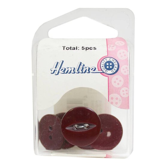 Hemline Wine Basic Fish Eye Button 5 Pack image number 2