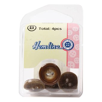 Hemline Brown Basic Knitwear Button 4 Pack