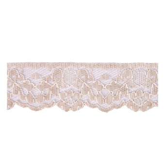 Beige 35mm Floral Nylon Lace Trim by the Metre