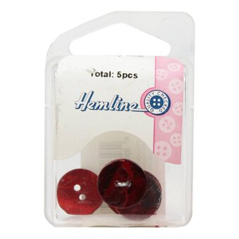 Hemline Red Shell Mother of Pearl Button 5 Pack