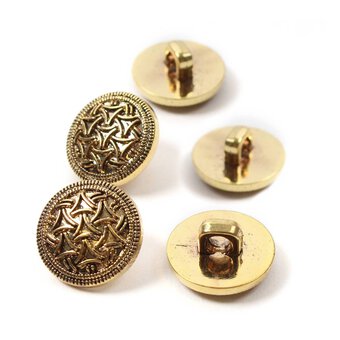 Hemline Gold Metal Patterned Button 5 Pack
