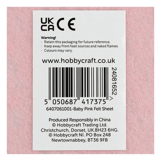 Baby Pink Polyester Felt Sheet A4 image number 6