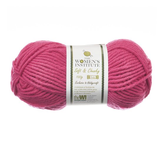 Women&rsquo;s Institute Pink Soft and Chunky Yarn 100g image number 1