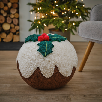 How to Make a Punch Needle Christmas Pudding Footstool