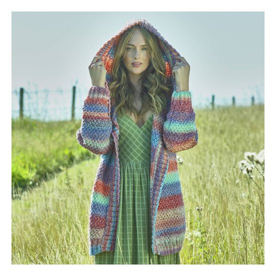 James C Brett Marble Chunky Hooded Cardigan Pattern JB798 image number 1