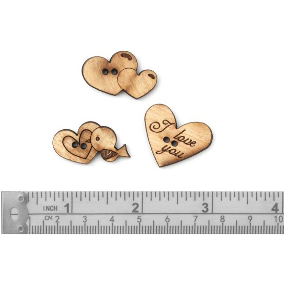 Trimits Wooden Love Buttons 6 Pieces image number 3