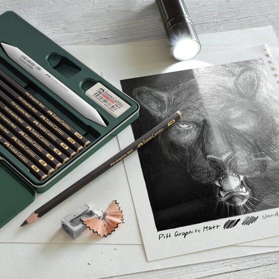 Faber-Castell Pitt Graphite Matt Pencil Tin 11 Pieces image number 4