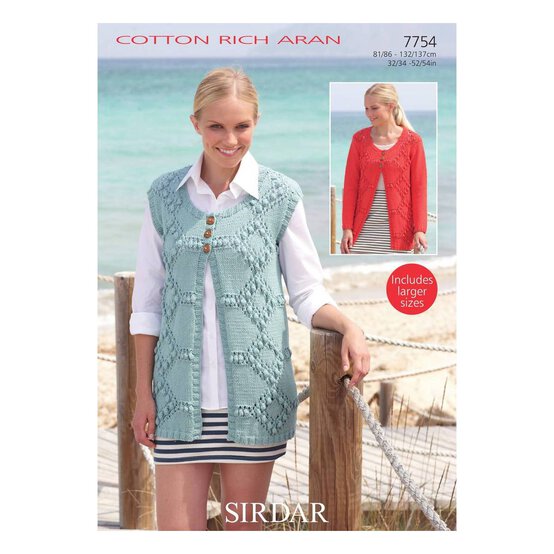 Sirdar Cotton Rich Aran Jacket and Waistcoat Digital Pattern 7754 image number 1