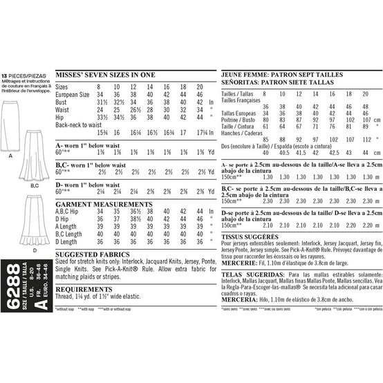 New Look Women's Knit Skirts Sewing Pattern 6288 image number 3