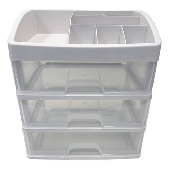 Hobbycraft White Three Drawer Desk Storage 28cm x 20cm x 32cm