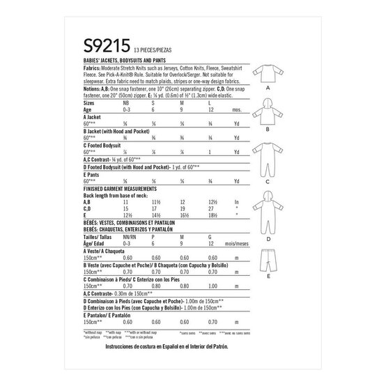 Simplicity Baby Jacket and Bodysuit Sewing Pattern S9215 image number 2