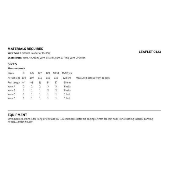 Knitcraft Fair Isle Child's Poncho Digital Pattern 0123 image number 2
