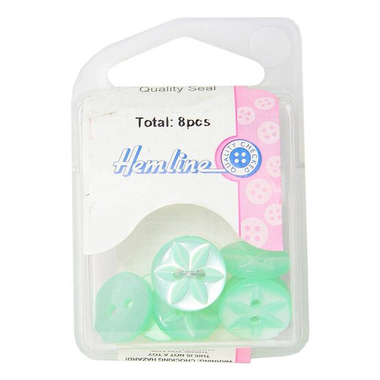 Hemline Light Green Basic Star Button 8 Pack image number 2