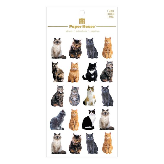 Paper House Cat 3D Stickers 20 Pieces image number 1
