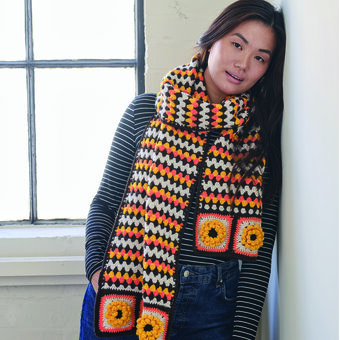Crochet Autumn Granny Square Scarf - Free Pattern