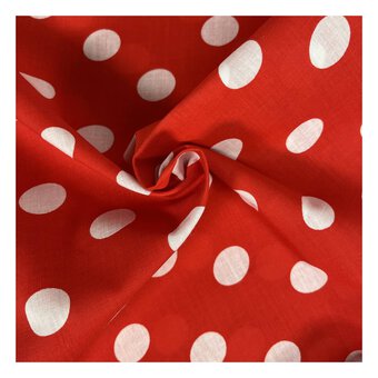 Red and White Spot Polycotton Fabric by the Metre