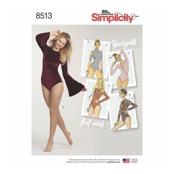 Simplicity Knit Bodysuit Sewing Pattern 8513 (XS-XL) image number 1