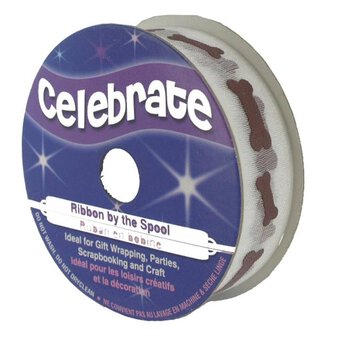 Dog Bone Printed Ribbon 15mm x 3.5m