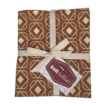 Brown Geometric Cotton Fat Quarters 5 Pack