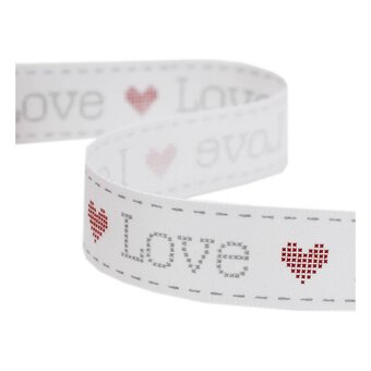 Grey Love Satin Ribbon 16mm x 4m