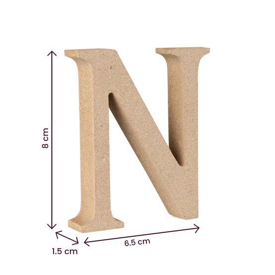 MDF Wooden Letter N 8cm image number 4