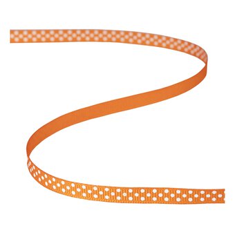 Hot Orange Grosgrain Polka Dot Ribbon 6mm x 5m