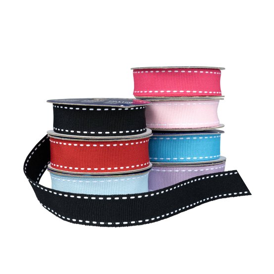 Black Grosgrain Running Stitch Ribbon 15mm x 4m image number 3