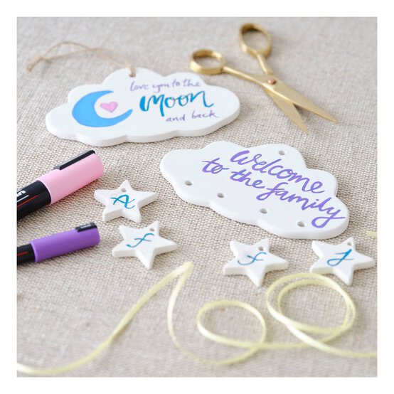 Unglazed Ceramic Cloud and Stars Decoration 14cm image number 5