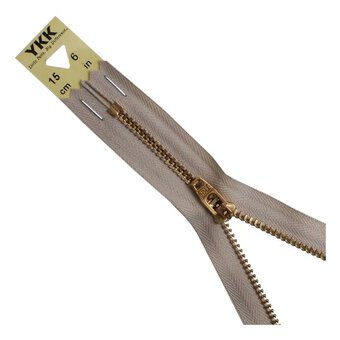 YKK Dark Beige Brass Jeans Zip 15cm
