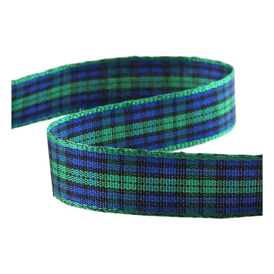 Blue Tartan Ribbon 12mm x 5m image number 1