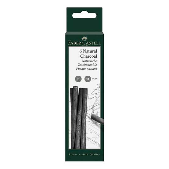 Faber-Castell Natural Charcoal Sticks 7-12mm 6 Pack image number 1