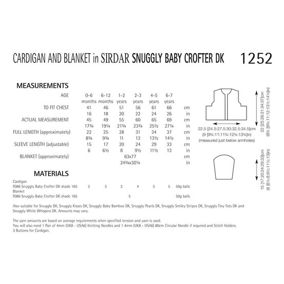 Sirdar Snuggly Baby Crofter DK Cardigan and Blanket Pattern 1252 image number 2