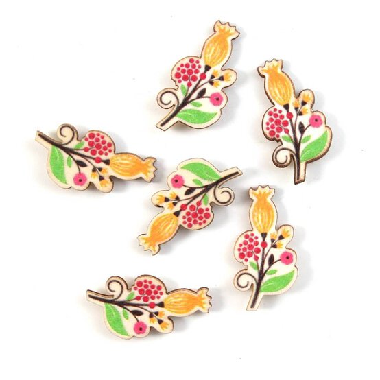 Yellow Flower Wooden Toppers 6 Pack image number 1