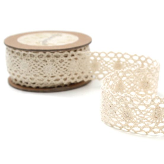 Cream Cotton Lace Ribbon 30mm x 5m image number 3