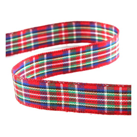 Red Tartan Ribbon 12mm x 5m image number 1