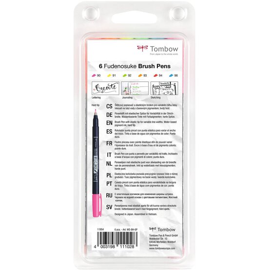Tombow Neon Fudenosuke Brush Pen Set 6 Pack image number 3