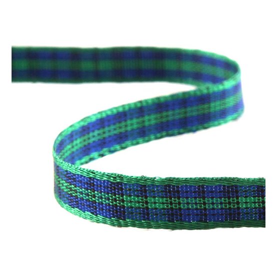 Blue Tartan Ribbon 6mm x 5m image number 1