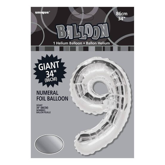 Extra Large Silver Foil 9 Balloon image number 2