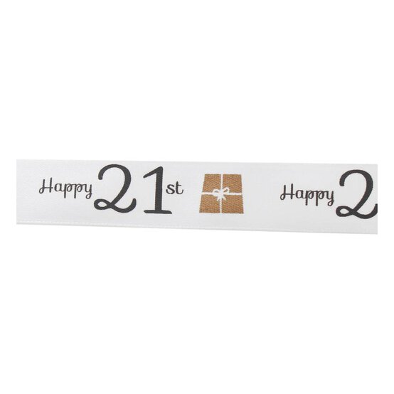 Happy 21st Satin Ribbon 16mm x 4m image number 2