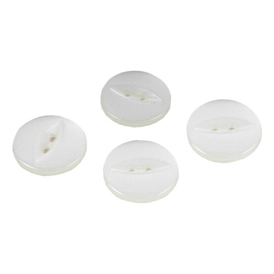 Hemline White Basic Fish Eye Button 4 Pack image number 1