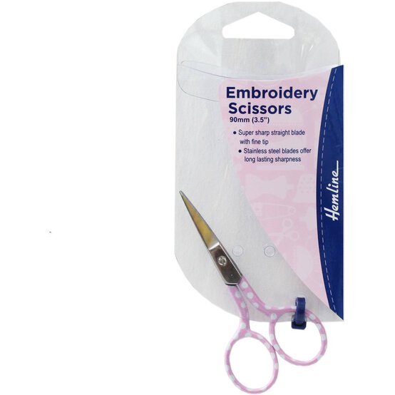 Hemline Pink Polka Dot Embroidery Scissors 9cm image number 3