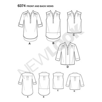 New Look Women's Shirt Sewing Pattern 6374