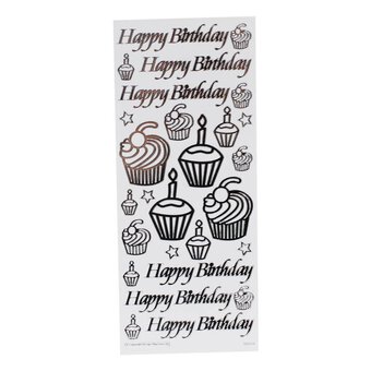 Anita's Silver Birthday Cupcake Outline Stickers