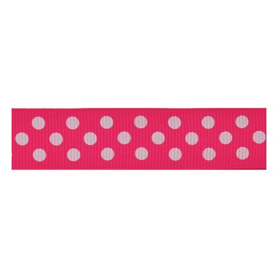 Hot Pink Spots Grosgrain Ribbon 19mm x 4m image number 2